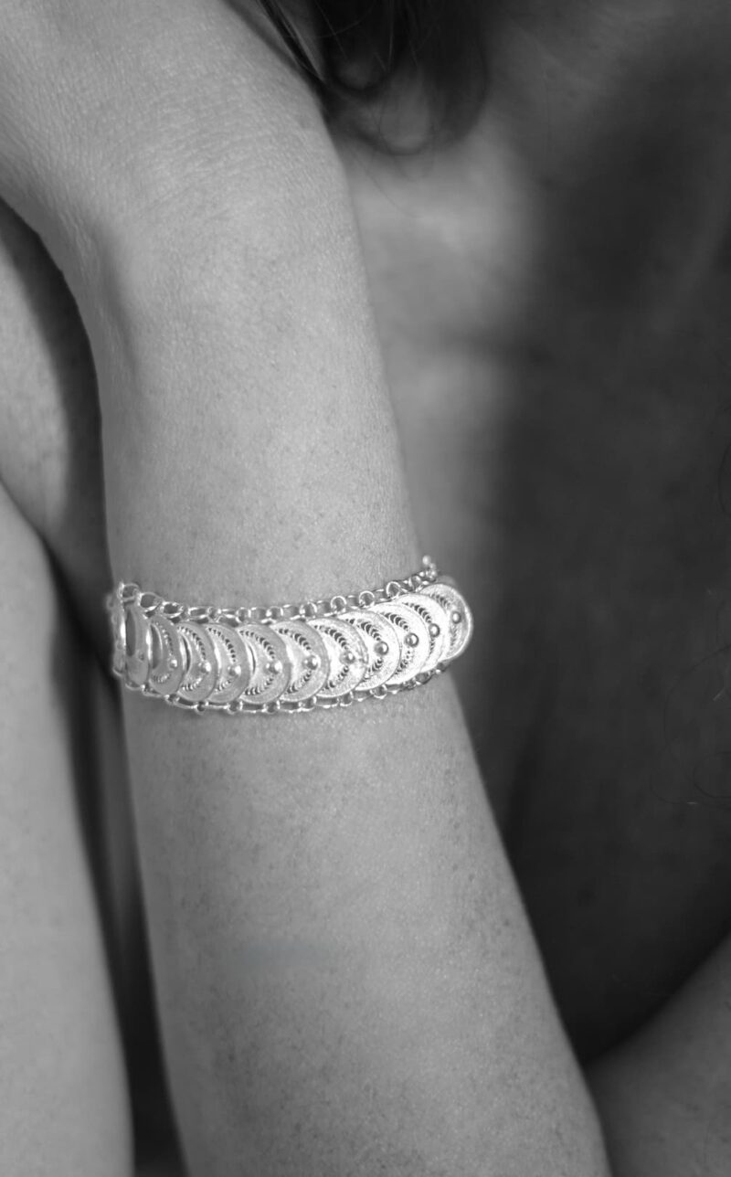 Handmade Silver Filigree wrapped Bracelet - Image 6