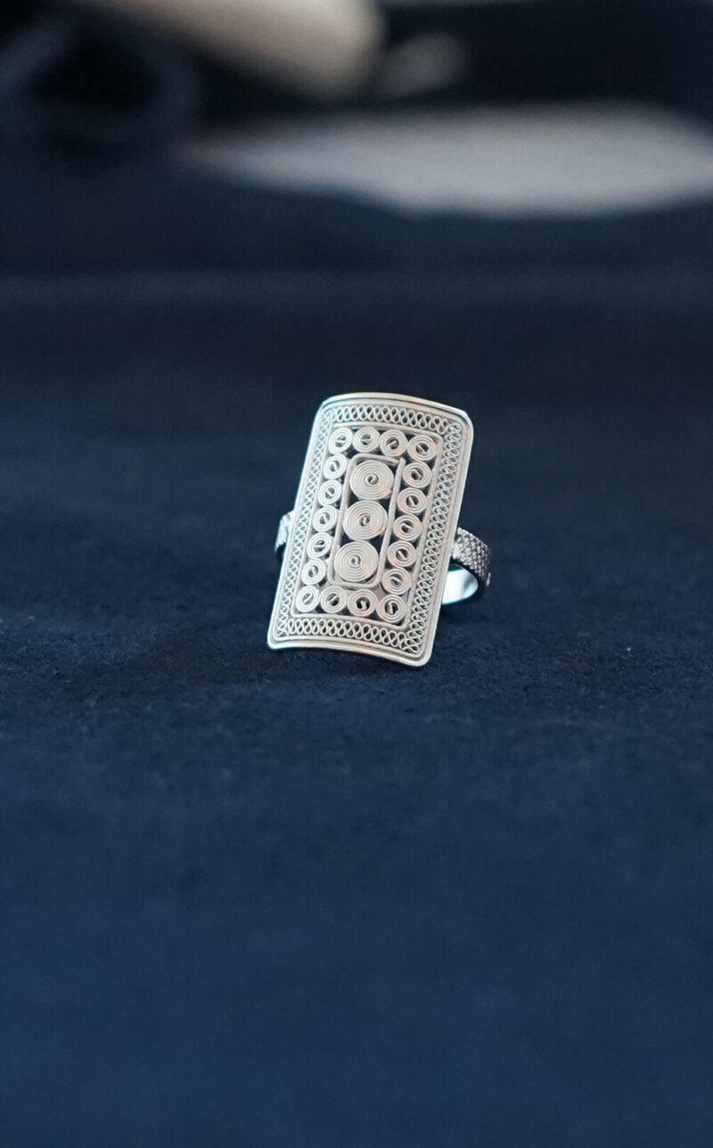 Square Bronze Drum Ring